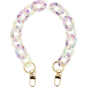 Řetízek Natana plastový řetízek na kabelku čirý s různobarevnými třpytkami 35cm