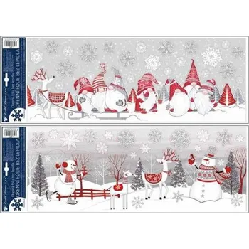Okenní fólie skřítci a sněhuláci s glitrem 21 x 59,5 cm