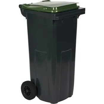 Popelnice Plastová venkovní popelnice na tříděný odpad, objem 120 l, černá/zelená