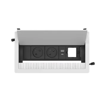ASA 06138E00032 VERSAFLAP DUAL 2.0 Vestavná zásuvková jednotka, 2x zásuvka, 1x nabíječka USB A+C, 1x volná pozice, GST IN, délka 263 mm, bílá