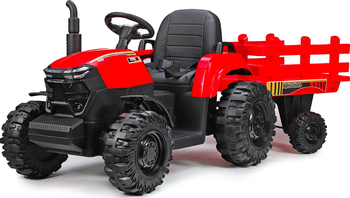 Dětský elektrický traktor Forest s vlekem, 2x 24V/200W, červený