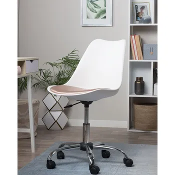 Kancelářská židle z umělé kůže bílá / růžové zlato s kolečky, výškově nastavitelná, moderní Beliani
