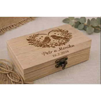 Dřevěná krabička pro novomanželé Velikost: 12,5x7x5cm