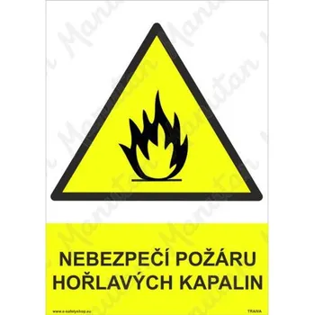 Kancelářské potřeby Nebezpečí požáru hořlavých kapalin, plast 210 x 297 x 0,5 mm A4
