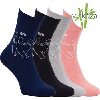 Dámské ponožky Zdravé ponožky dámské módní elastické vzorované ponožky s kočkami a jemným svěrem mix 39-42