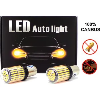 Autožárovka LED žárovky 2x P21W, BA15S 12-24V canbus orange PREMIUM motoLEDy 542
