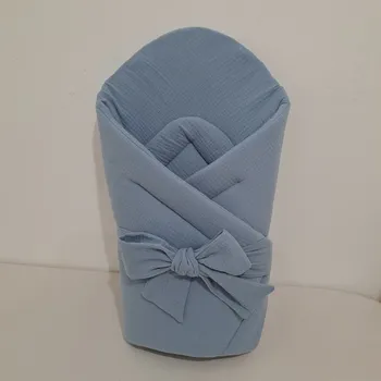 Zavinovačka Pro útulný domov Zavinovačka mušelínová Blue modrá Rychlozavinovačka: s mašlí bez suchého zipu