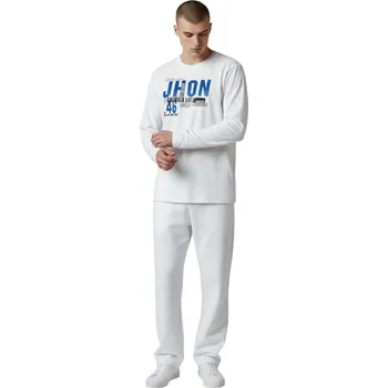 Pánské tričko Dovello Pánské bílé tričko s dlouhým rukávem 03 Barva: Bílá, Velikost: XL