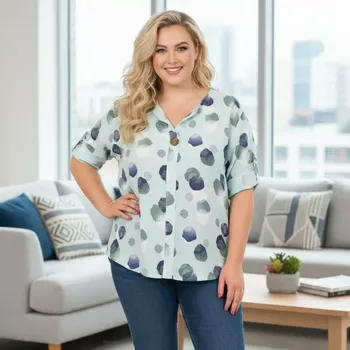 Dámská košile Italská móda - Dámská zelená košile v univerzální velikosti L-XXXL O1562