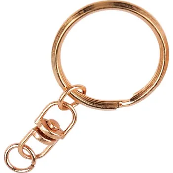 Kroužek na klíče Ø23 mm s obrtlíkem - růžové zlato (50 ks)