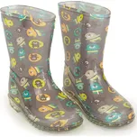 Pidilidi Dětské holínky PVC potisk zvířátka PL0042-18 hnědá Vel. 24