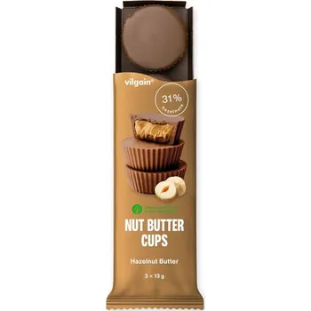 Čokoláda Vilgain Nut Butter Cups BIO – 39&nbsp;g (3 x 13 g)