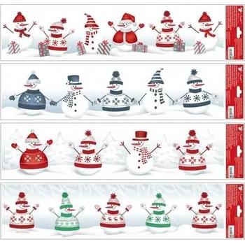 Okenní dekorace Okenní fólie pruh Sněhuláci 64 x 15 cm