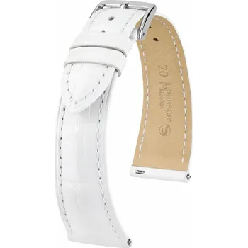 Řemínek na hodinky Kožený řemínek Hirsch London 04207100-2, bílý, aligátoří kůže, Quick Release - 14 mm