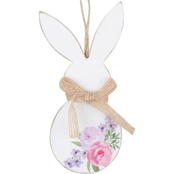 Velikonoční dekorace Zajíc s květinovým vzorem na zavěšení 13 cm