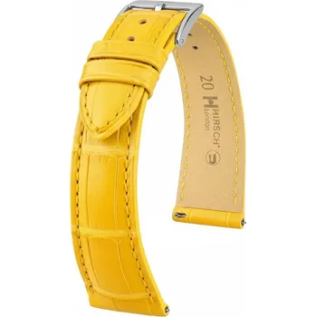 Řemínek na hodinky Kožený řemínek Hirsch London 04207172-2, žlutý, aligátoří kůže, Quick Release - 20 mm