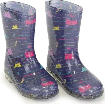 Dívčí obuv Pidilidi Dívčí holínky PVC potisk kočičky, PL0041-04, modrá Vel. 31
