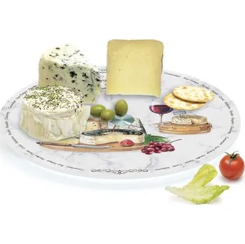 Otočný skleněný servírovací talíř bílý Les Fromages v dárkovém balení 32cm, Easy Life