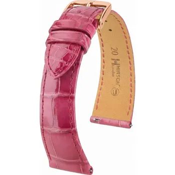 Řemínek na hodinky Kožený řemínek Hirsch London 04207124-7, růžový, aligátoří kůže, Quick Release - 16 mm