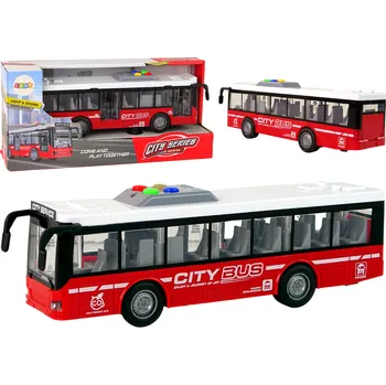 LEAN Toys Autobus na baterie Světla Zvuky Třecí pohon Červený 1:16
