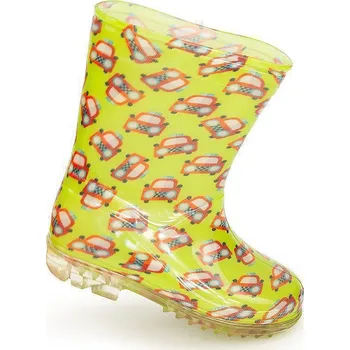 Dívčí obuv Pidilidi Chlapecké holínky PVC - potisk autíčko zelená vel. 25