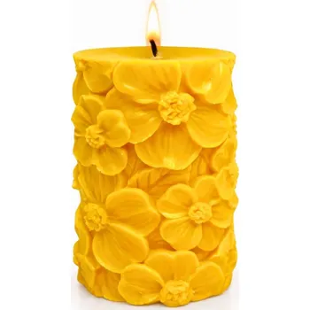 Svíčka Vonná svíčka Sloup z květin | 205 g | Svíčkománie3D | Barva: Žlutá