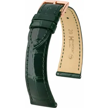 Řemínek na hodinky Kožený řemínek Hirsch London 04207141-7, zelený, aligátoří kůže, Quick Release - 16 mm