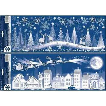 Okenní dekorace Okenní fólie město a les s glitrem 21 x 59,5 cm