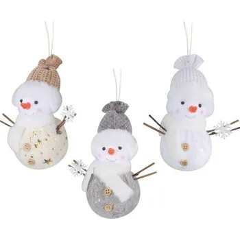 plyšák Sněhulák plyšový s knoflíky na zavěšení 15 cm