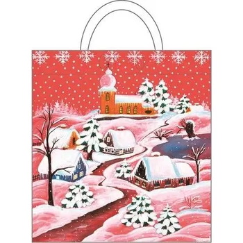 Taška igelitová červená 48 x 44 cm - 2. Zasněžená vesnička