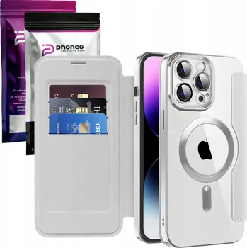 Pouzdro na mobilní telefon Flipové pouzdro Phoneo pro Apple iPhone 16 Pro stříbrné