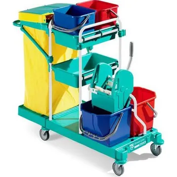 Úklidový vozík s pákovým ždímačem TTS, objem 2 x 15 l a 2 x 12 l
