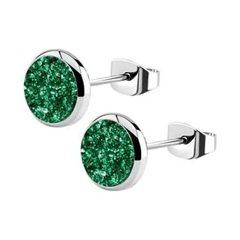 Náušnice NB322 Ocelové náušnice DRUZY Dark Green