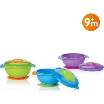 Svačinový box NUBY Miska s přísavkou a s víčkem 9 m+