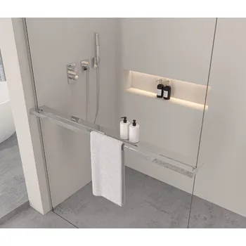 Erga Paris, polička/držák na ručníky pro sprchovou zástěnu (max. 140cm), chromová, ERG-V02-PARIS-SHELF-CR