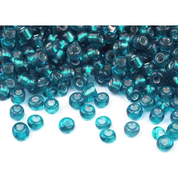 Dětské navlékací korálky Rokajl 6/0 - 4 mm s průtahem, malé, 23B tyrkys