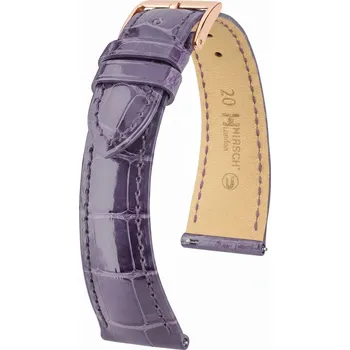 Řemínek na hodinky Kožený řemínek Hirsch London L 04207084-7, fialový, aligátoří kůže, délka L, Quick Release - 18 mm
