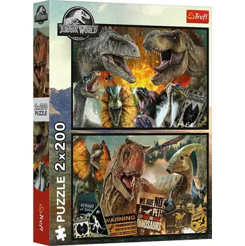 puzzle pro nejmenší Trefl Puzzle 2v1 Jurský park/Prehistorický svět 2x200 dílků 41x27,5cm v krabici 26x34x4,5cm