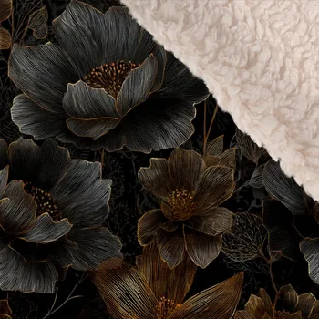 Zbytek - Softshell zimní s bílým beránkem premium černé květy Welt