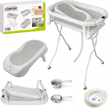 Kojenecká hygiena Skládací vanička se stojanem a lehátkem Orsetto šedá + polévací konvička