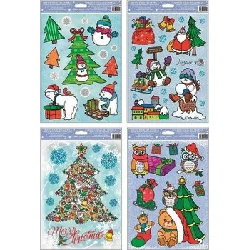 Okenní dekorace Okenní fólie s glitrem Merry Christmas 30x20 cm