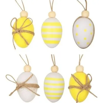 Velikonoční dekorace Vajíčka s korálkem plastová na zavěšení 4 cm, 6 ks v sáčku [A]