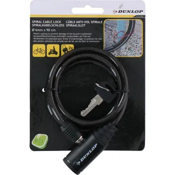 Zámek na kolo ZÁMEK NA KOLO DUNLOP SPIRÁLOVÝ NA KLÍČ 0,6x90CM ČERNÝ