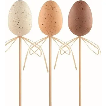 Velikonoční dekorace Velikonoční vejce plastové Kropenaté hnědé 6 cm + špejle