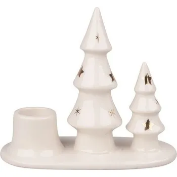 Svícen Svícen stromky porcelánový 12,5 x 10,5 x 6 cm, na svíčku 2,2 mm