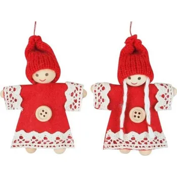 Vánoční dekorace Skřítek s krajkou na zavěšení 8 cm