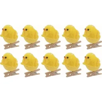 Velikonoční dekorace Kuřátko ve skořápce žluté 2 x 2,5 x 2 cm na kolíčku, 10 ks