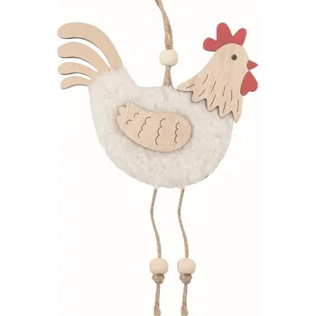 Velikonoční dekorace Kohout dřevěný 11,5 x 9,5 x 1 cm na zavěšení 7379