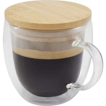 Skleněný hrnek Lenora s objemem 250 ml a bambusovým víčkem