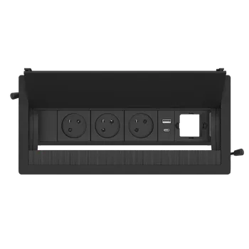 ASA 06138E00035 VERSAFLAP DUAL 2.0 Vestavná zásuvková jednotka, 3x zásuvka, 1x nabíječka USB A+C, 1x volná pozice, GST IN, délka 316 mm, černá